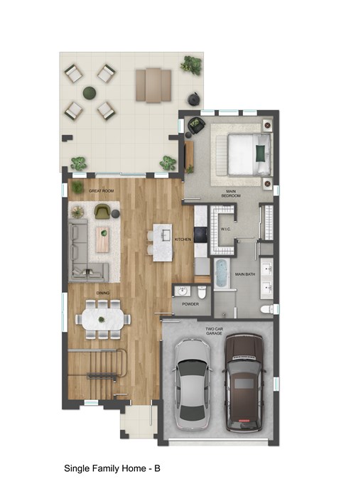 Floor plan for 4 beds, 3.5 baths, 2419 sqft